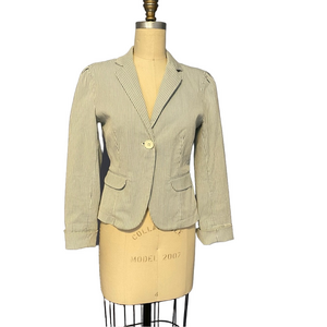 Blue Striped Cotton Blazer | Size 4 -Gap